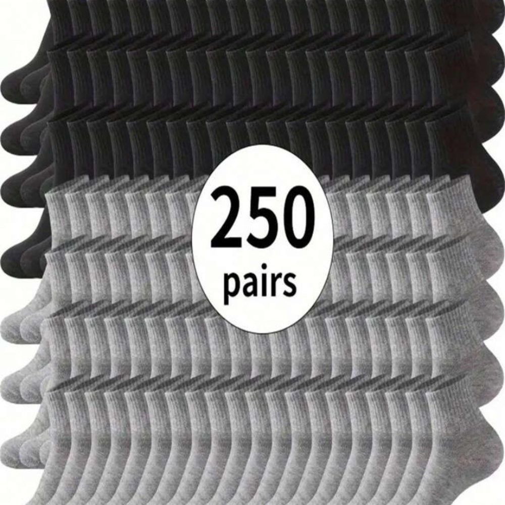 Black and Gray Men's Socks - 250 Pairs